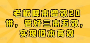 老板降本增效20讲,管好三本五效,实现低本高效-互联网资源大全网