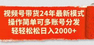 视频号带货24年最新模式，操作简单可多账号分发，轻轻松松日入2k【揭秘】-第一资源库