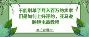 不能刷单了月入百万的卖家们是如何上好评的，亚马逊跨境电商教程-互联网资源大全网