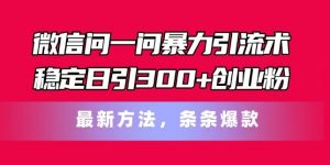 微信问一问暴力引流术,稳定日引300+创业粉,最新方法,条条爆款【揭秘】-互联网资源大全网