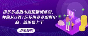 拼多多虚拟电商陪跑训练营,教你从0到1玩转拼多多虚拟电商,简单易上手-互联网资源大全网