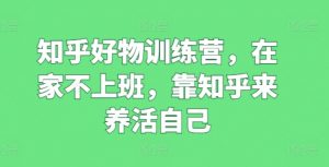 知乎好物训练营,在家不上班,靠知乎来养活自己-第一资源库