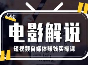 电影解说短视频自媒体赚钱实操课,教你做电影解说短视频,月赚1万-第一资源库