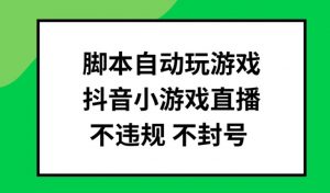 脚本自动玩游戏,抖音小游戏直播,不违规不封号可批量做【揭秘】-互联网资源大全网