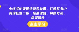 小红书IP变现运营私教课,打通红书IP变现任督二脉,底层逻辑、实操方法、战训结合-互联网资源大全网