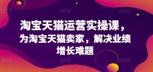 淘宝天猫运营实操课,为淘宝天猫卖家,解决业绩增长难题-第一资源库