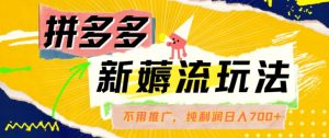 拼多多最新薅流玩法，无需开车推广，纯靠自然流吃饭-单纯赚50+利润，日入700+【揭秘】-第一资源库