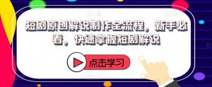 短剧原创解说制作全流程,新手必看,快速掌握短剧解说-互联网资源大全网