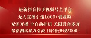 最新抖音快手视频号全平台无人直播引流1000+精准创业粉,日轻松变现5k+【揭秘】-互联网资源大全网