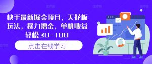快手最新掘金项目，天花板玩法，暴力撸金，单机收益轻松30-100-第一资源库
