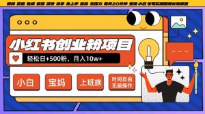 小红书创业粉项目日+500粉,每天20分钟躺赚长尾收益,无脑操作,宝妈,小白抓紧冲【揭秘】-互联网资源大全网
