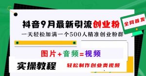 抖音9月最新引流创业粉，轻松制作创业类视频，一天轻松加满一个500人精准创业粉群【揭秘】-互联网资源大全网