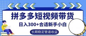 拼多多短视频带货日入300+有长期稳定被动收益,合适新手小白【揭秘】-互联网资源大全网