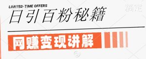最新闲鱼引流创业粉,日引100+,网创项目虚变现讲解【揭秘】-第一资源库