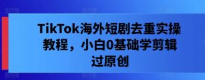 TikTok海外短剧去重实操教程,小白0基础学剪辑过原创-互联网资源大全网