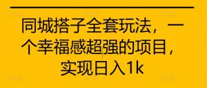 同城搭子全套玩法,一个幸福感超强的项目,实现日入1k【揭秘】-互联网资源大全网