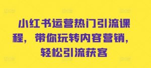 小红书运营热门引流课程,带你玩转内容营销,轻松引流获客-互联网资源大全网
