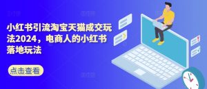 小红书引流淘宝天猫成交玩法2024,电商人的小红书落地玩法-第一资源库