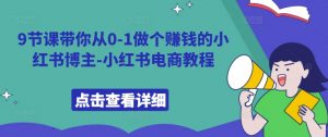 9节课带你从0-1做个赚钱的小红书博主-小红书电商教程-互联网资源大全网