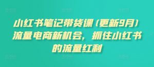 小红书笔记带货课(更新10月)流量电商新机会,抓住小红书的流量红利-第一资源库