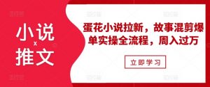 小说推文之蛋花小说拉新,故事混剪爆单实操全流程,周入过万-互联网资源大全网