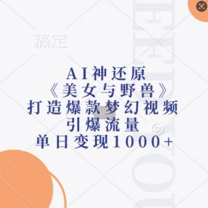 AI神还原《美女与野兽》,打造爆款梦幻视频,引爆流量,单日变现1k-互联网资源大全网