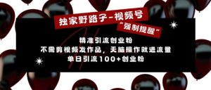 独家野路子利用视频号“强制提醒”,不需剪视频发作品,无脑操作就进流量,单日引流100+创业粉-互联网资源大全网