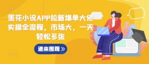 蛋花小说APP拉新爆单大佬实操全流程，市场大，一天轻松多张-互联网资源大全网