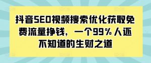 抖音SEO视频搜索优化获取免费流量挣钱,一个99%人还不知道的生财之道-互联网资源大全网