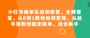 小红书商单实战训练营，全网首发，从0到1教你如何变现，从起号涨粉到稳定接单，适合新手-互联网资源大全网