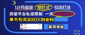 12月最新“摆烂式”引流打法,突破平台私信限制,一天无限发私信,单天引流400+创业粉-互联网资源大全网