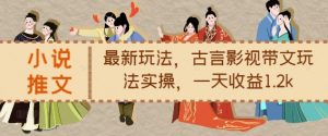 小说推文最新玩法，古言影视带文玩法实操，一天收益1.2k-互联网资源大全网