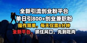 全新引流创业粉平台 单日引800+,创业兼职粉,操作简单,每天仅需8分钟【仅揭秘】-互联网资源大全网