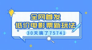 全网首发,低价电影票新玩法,已有人30天搞了75741【揭秘】-互联网资源大全网