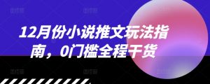 12月份小说推文玩法指南,0门槛全程干货-互联网资源大全网