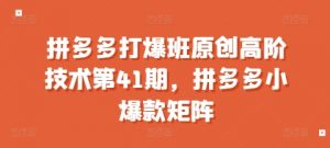 拼多多打爆班原创高阶技术第41期,拼多多小爆款矩阵-互联网资源大全网