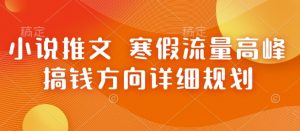 小说推文 寒假流量高峰 搞钱方向详细规划-互联网资源大全网