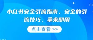 小红书安全引流指南，安全的引流技巧，拿来即用-互联网资源大全网