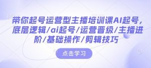 带你起号运营型主播培训课AI起号，底层逻辑/ai起号/运营晋级/主播进阶/基础操作/剪辑技巧-互联网资源大全网