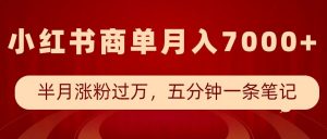 小红书商单最新玩法,半个月涨粉过万,五分钟一条笔记,月入7000+-互联网资源大全网