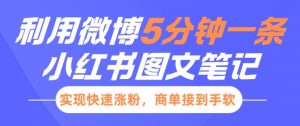 小红书利用微博5分钟一条图文笔记,实现快速涨粉,商单接到手软-互联网资源大全网