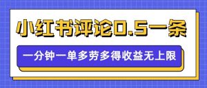 小红书留言评论,0.5元1条,一分钟一单,多劳多得,收益无上限-互联网资源大全网