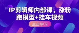 IP剪辑师内部课,涨粉跑模型+挂车视频-互联网资源大全网