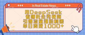 用DeepSeek做哪吒走秀视频,引爆流量涨粉利器,单日变现1k-互联网资源大全网