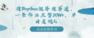 用DeepSeek做养生赛道，一条作品点赞20W+，单日变现1k-第一资源库