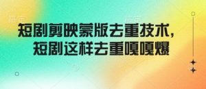 短剧剪映蒙版去重技术,短剧这样去重嘎嘎爆-互联网资源大全网