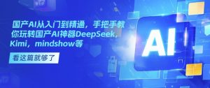 国产AI从入门到精通，手把手教你玩转国产AI神器DeepSeek，Kimi，mindshow等-互联网资源大全网