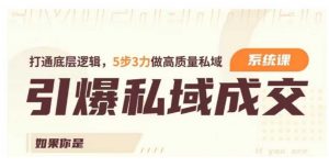 引爆私域成交力系统课,打通底层逻辑,5步3力做高质量私域-互联网资源大全网