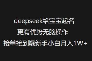 deepseek给宝宝起名更有优势无脑操作接单接到爆新手小白月入1W+-互联网资源大全网