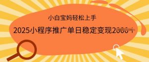 2025小程序推广单日稳定变现多张,一部手机即可操作,小白宝妈轻松上手【揭秘】-互联网资源大全网